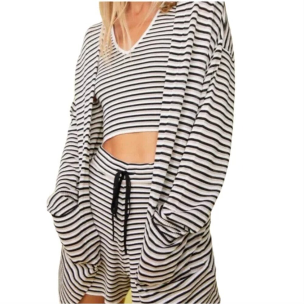 Monrow Striped Cardigan